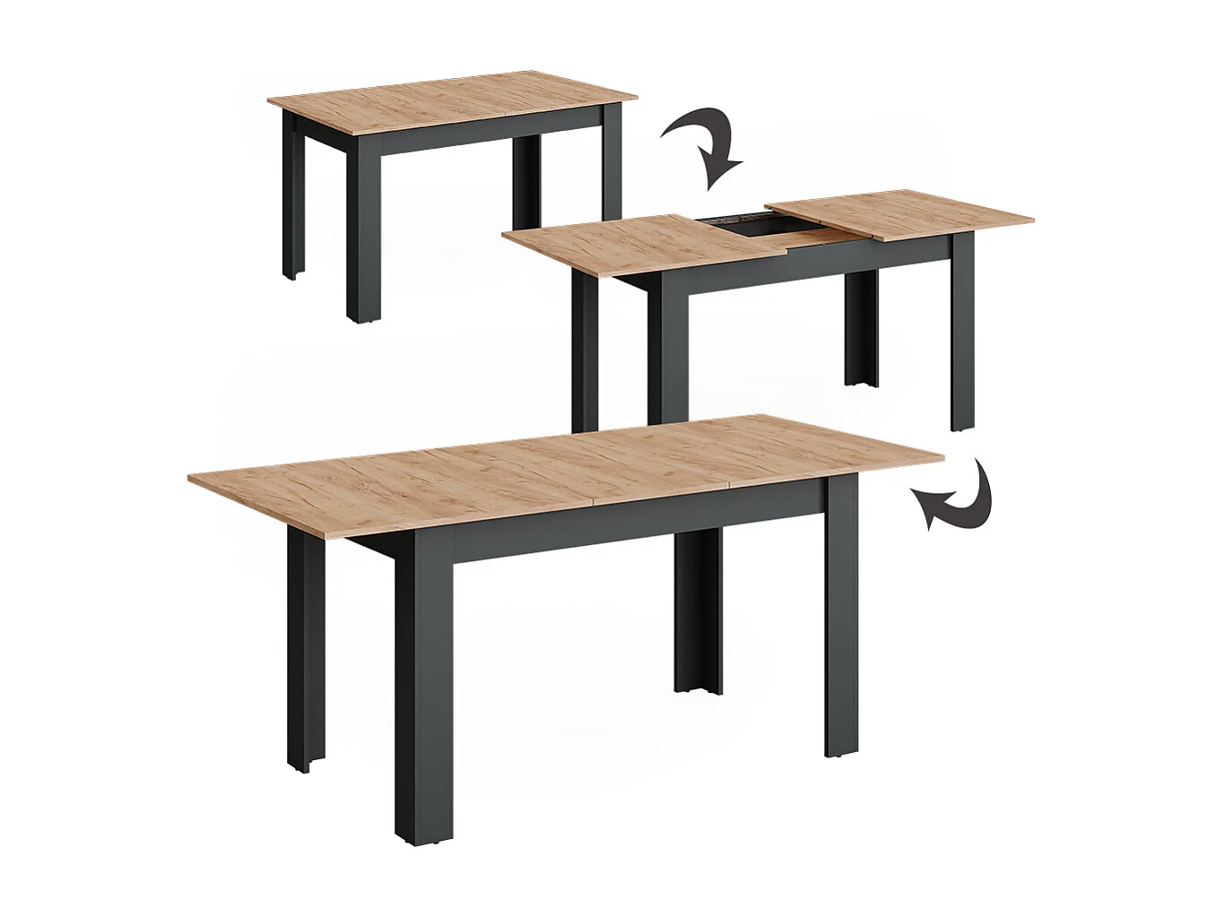 Table de salle à manger anthracite/chêne doré 180x80x76 repose