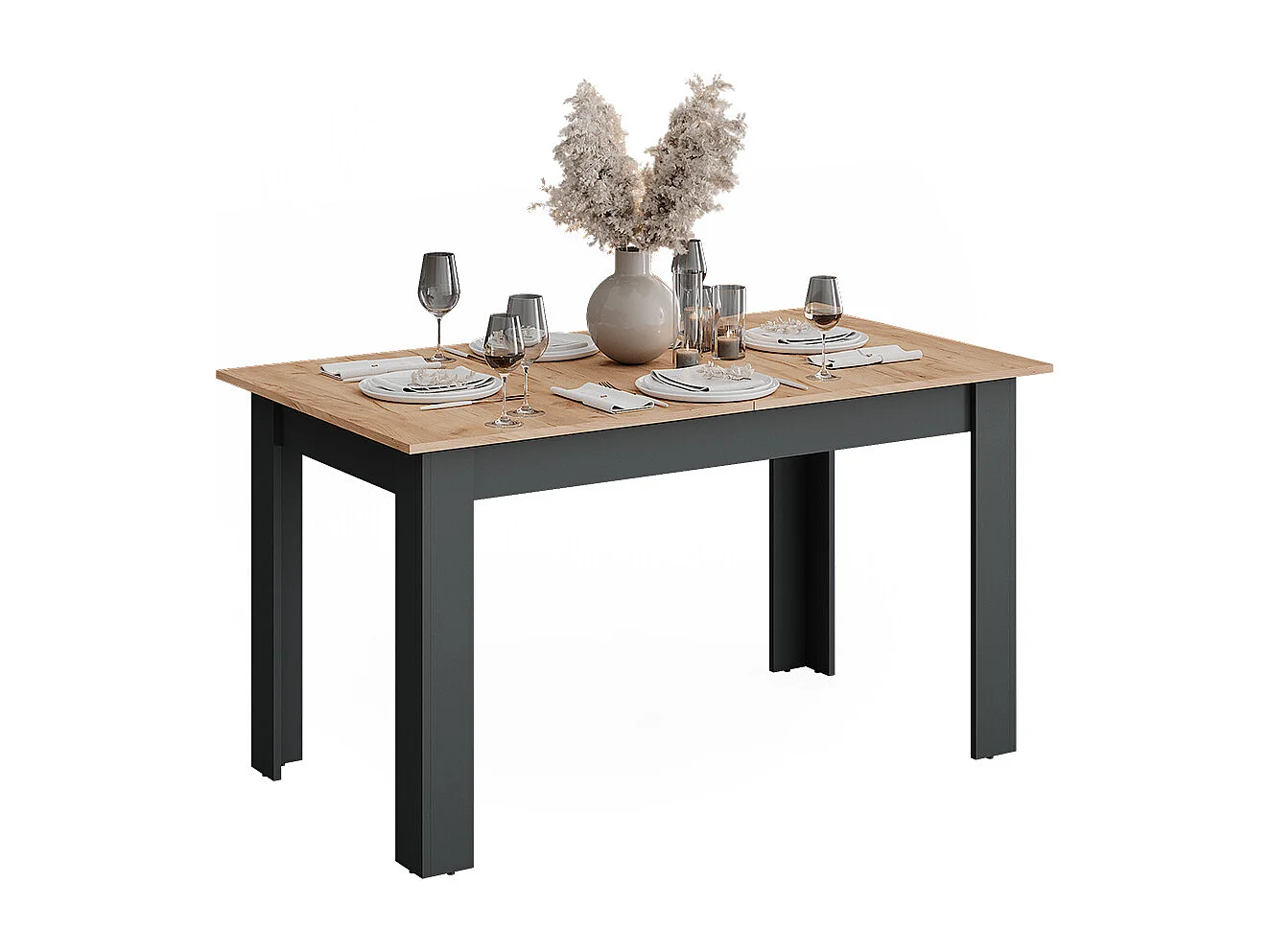 Table de salle à manger anthracite/chêne doré 180x80x76 repose