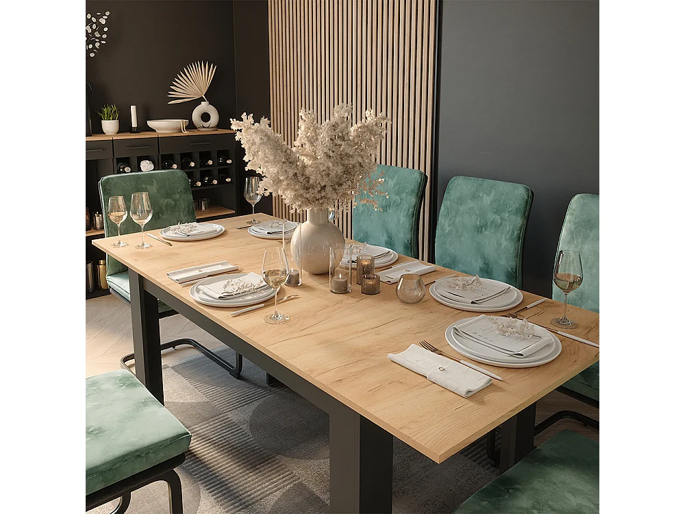 Table de salle à manger anthracite/chêne doré 180x80x76 repose