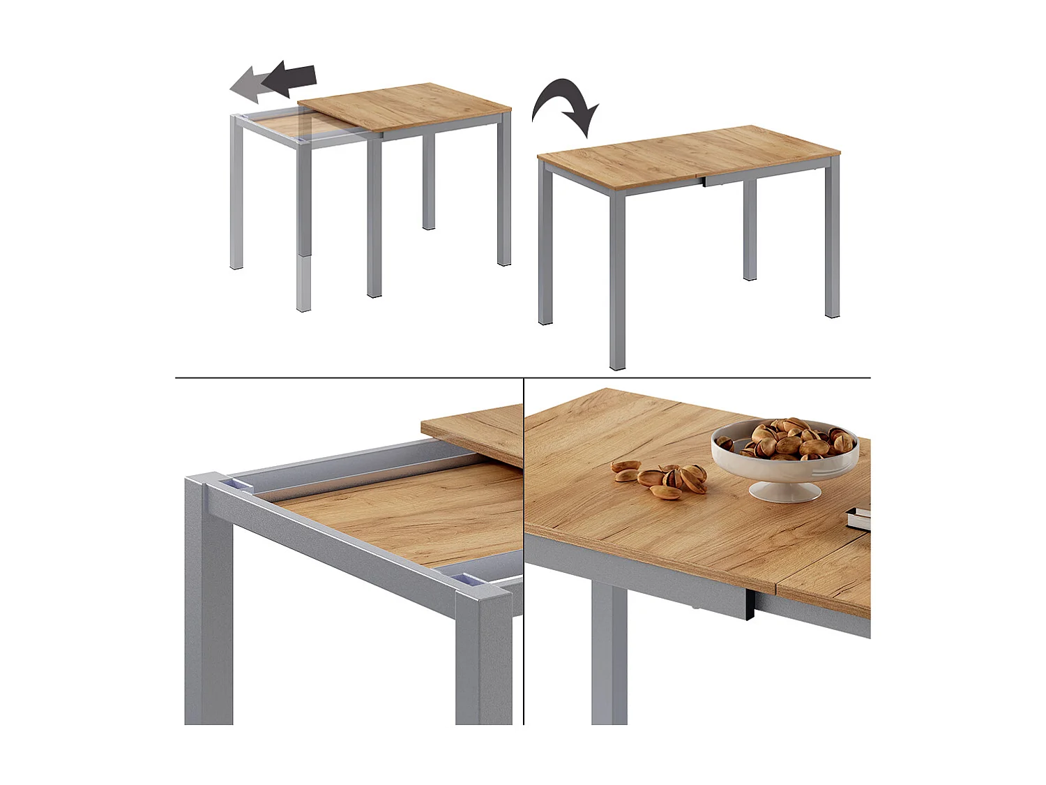 Tavolo da pranzo quercia/grigio 120x70x76 granny