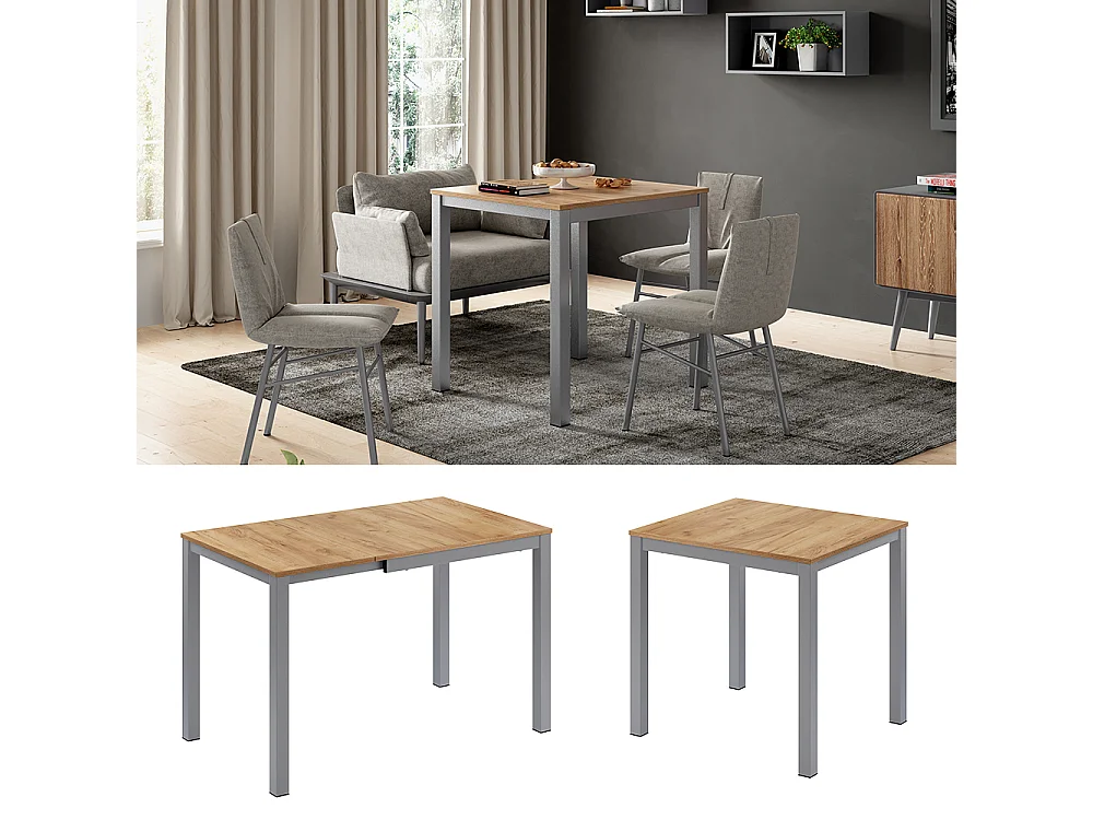 Table de salle à manger chêne/gris 120x70x76 granny