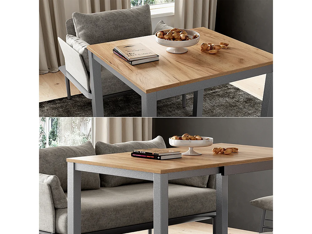 Table de salle à manger chêne/gris 120x70x76 granny