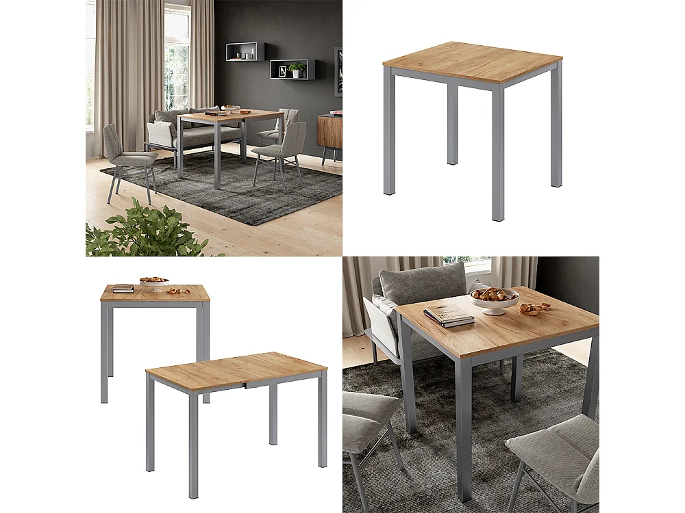 Table de salle à manger chêne/gris 120x70x76 granny