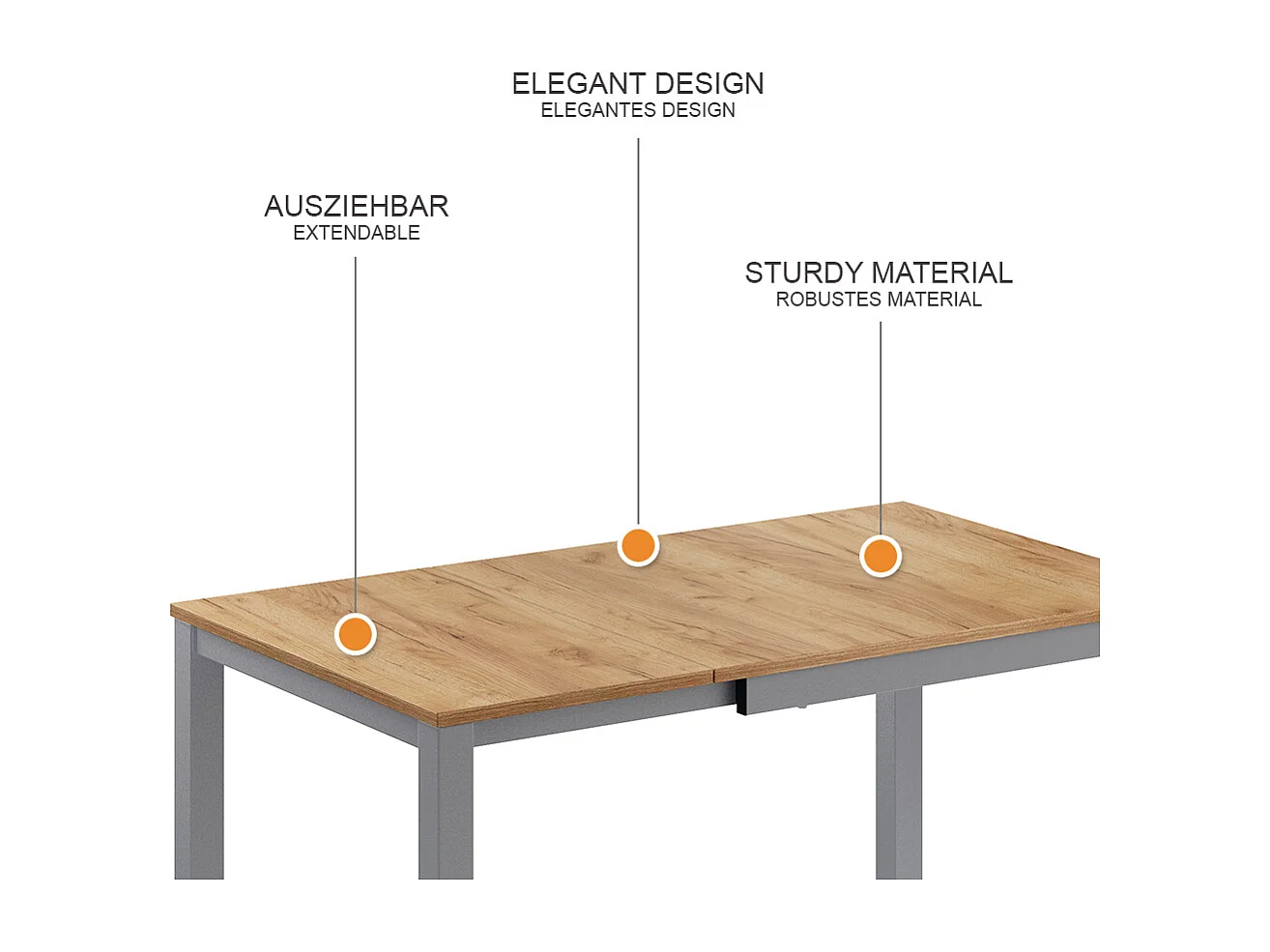 Table de salle à manger chêne/gris 120x70x76 granny
