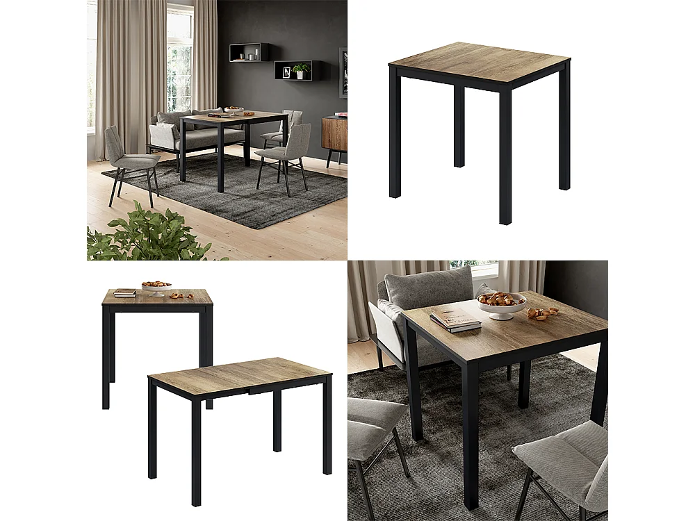 Tavolo da pranzo rovere rustico/antracite 120x70x76 granny