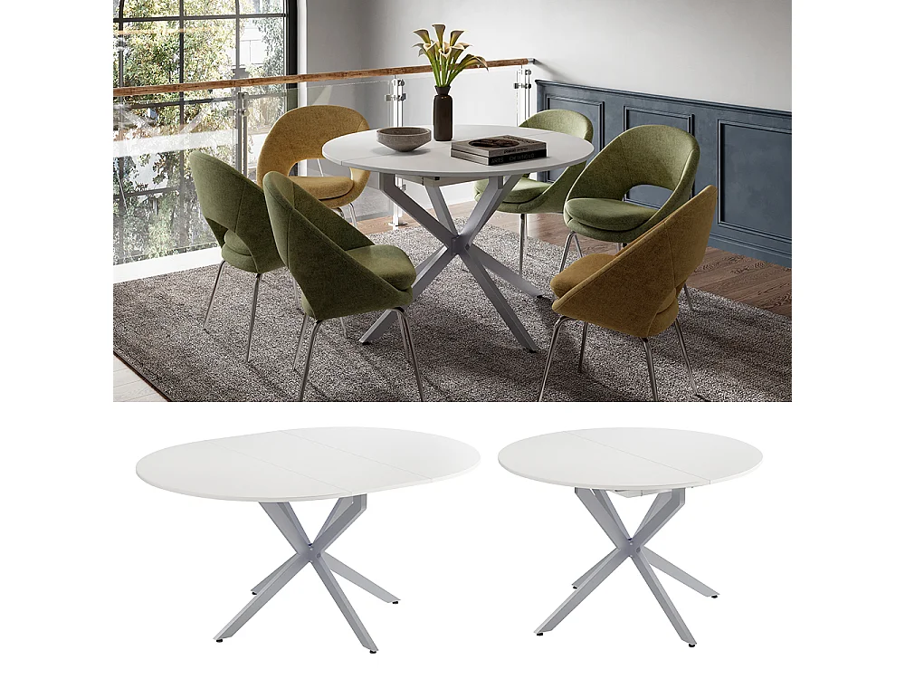 Table de salle à manger blanc/gris 120x120x76.5 loyd