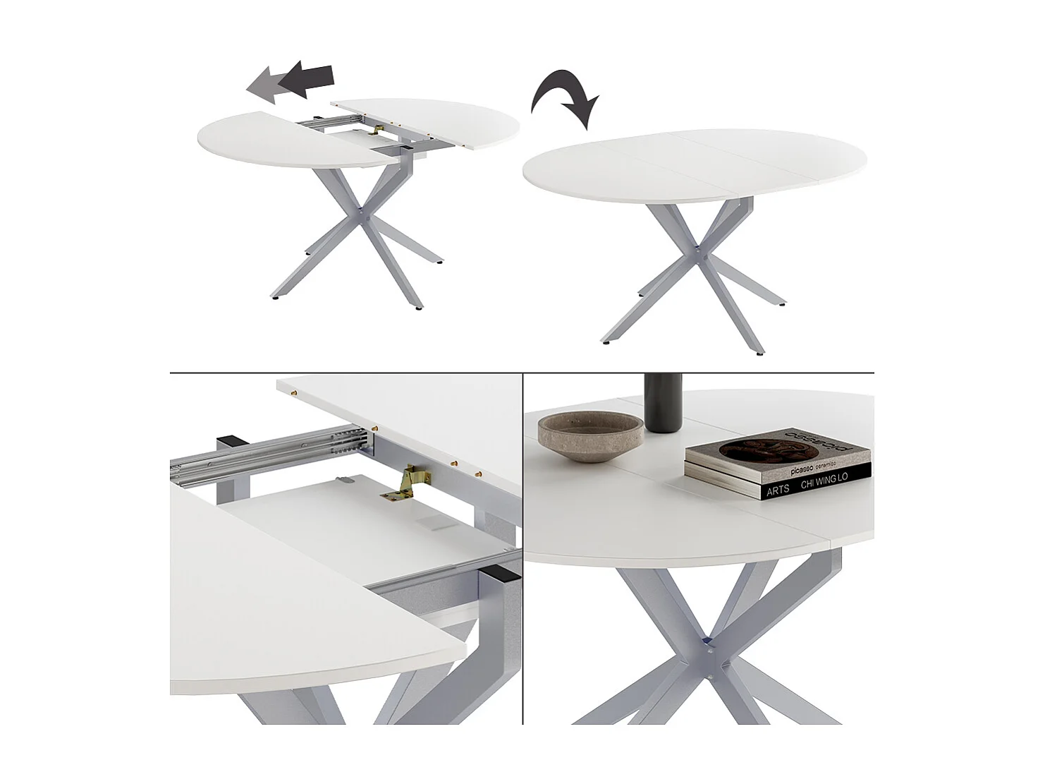 Table de salle à manger blanc/gris 120x120x76.5 loyd