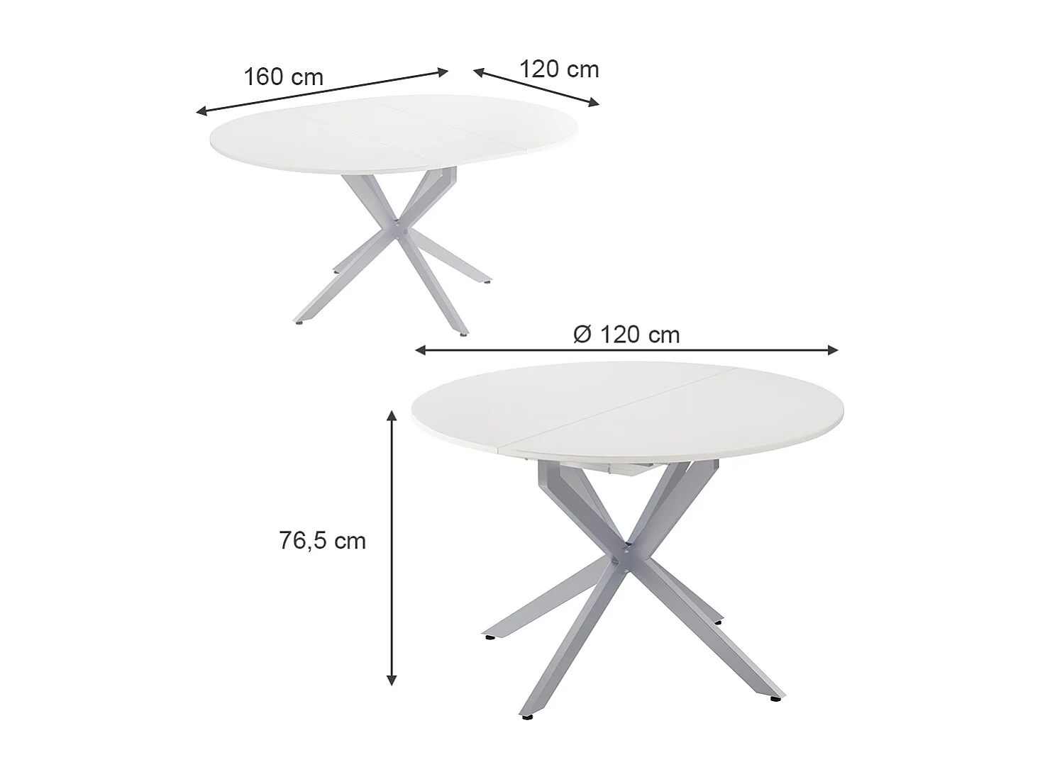 Table de salle à manger blanc/gris 120x120x76.5 loyd