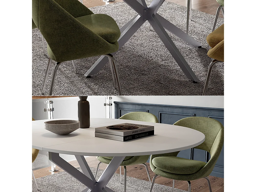 Table de salle à manger blanc/gris 120x120x76.5 loyd