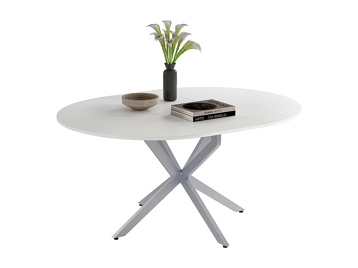 Table de salle à manger blanc/gris 120x120x76.5 loyd