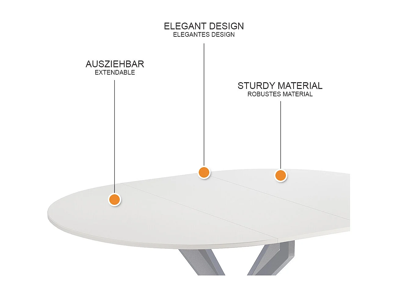 Table de salle à manger blanc/gris 120x120x76.5 loyd