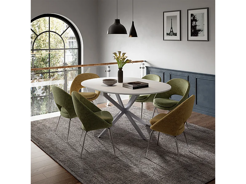 tavolo da pranzo allungabile bianco/grigio 120x120x76.5 loyd