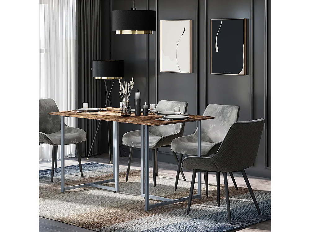 Table de salle à manger chêne rustique/gris 140x80x75 merido