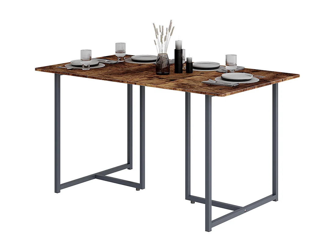 Table de salle à manger chêne rustique/gris 140x80x75 merido