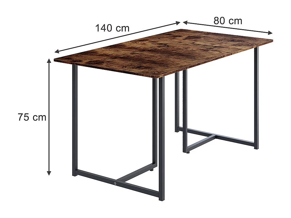 Spisebord rustik eg/grå 140x80x75 merido