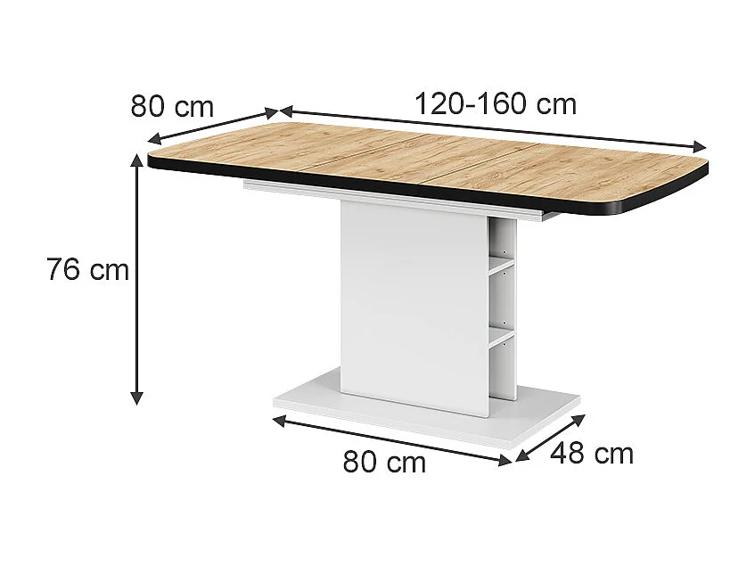 Table de salle à manger chêne doré/blanc 120x80x77.3 fenaro
