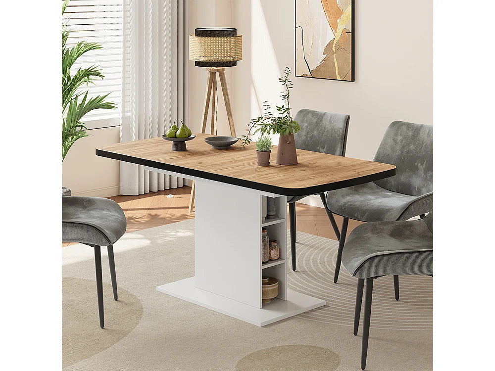 Table de salle à manger chêne doré/blanc 120x80x77.3 fenaro