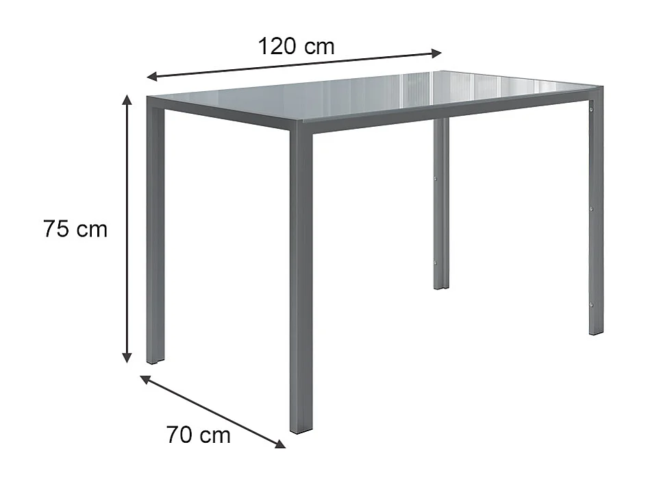 Table à manger gris 120x70x75 grand
