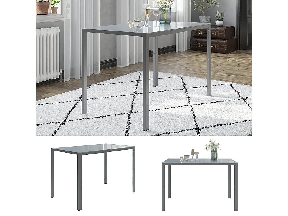 Table à manger gris 120x70x75 grand