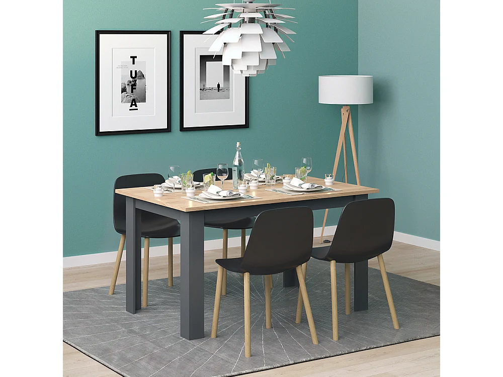 Table de salle à manger chêne de force doré 140x90x76 karlos