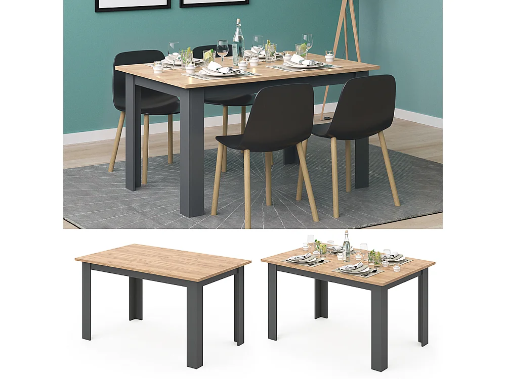 Table de salle à manger chêne de force doré 140x90x76 karlos