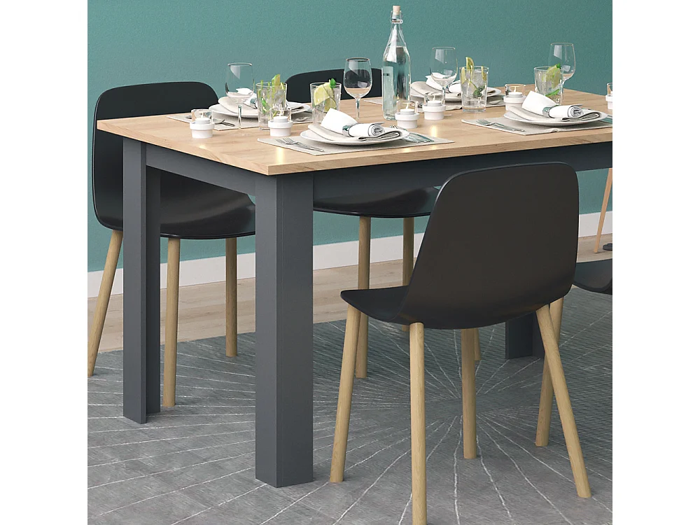 Table de salle à manger chêne de force doré 140x90x76 karlos