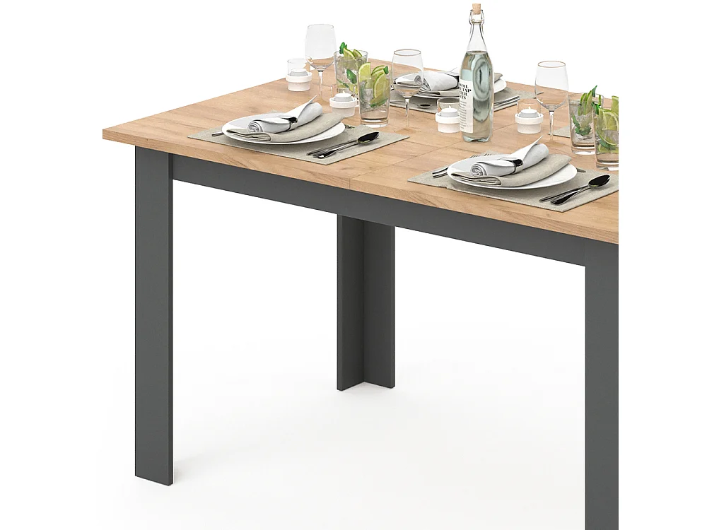 Table de salle à manger chêne de force doré 140x90x76 karlos