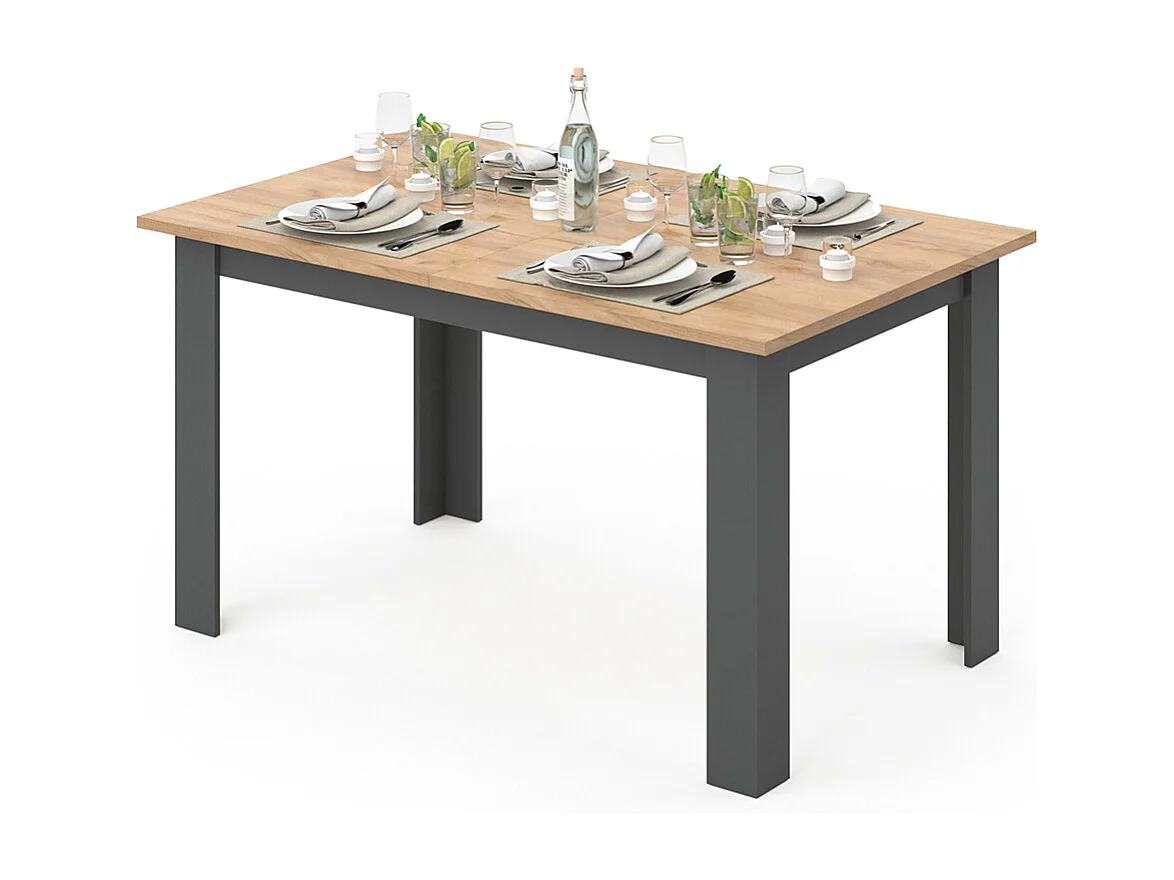 Table de salle à manger chêne de force doré 140x90x76 karlos