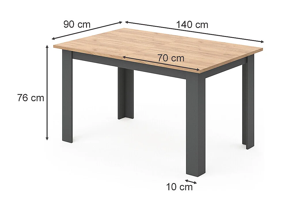 Table de salle à manger chêne de force doré 140x90x76 karlos