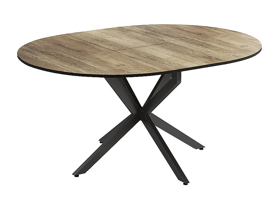 Table de salle à manger noir/chêne rustique 120x120x76.5 loyd