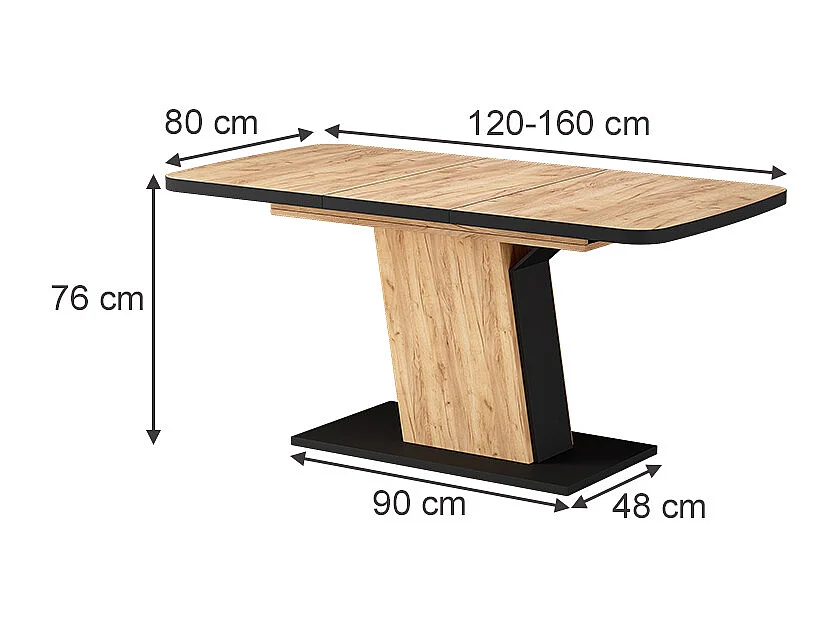 Mesa de jantar preto/carvalho 120x80x77.3 fenaro