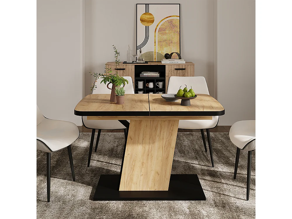 Mesa de jantar preto/carvalho 120x80x77.3 fenaro