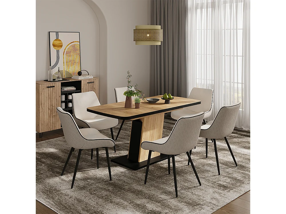 Table de salle à manger noir/chêne 120x80x77.3 fenaro