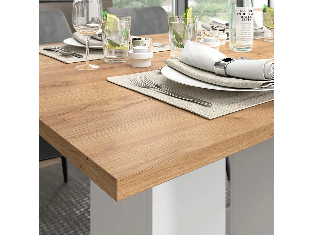 Table de salle à manger chêne blanc/force de lor 180x90x76 dix