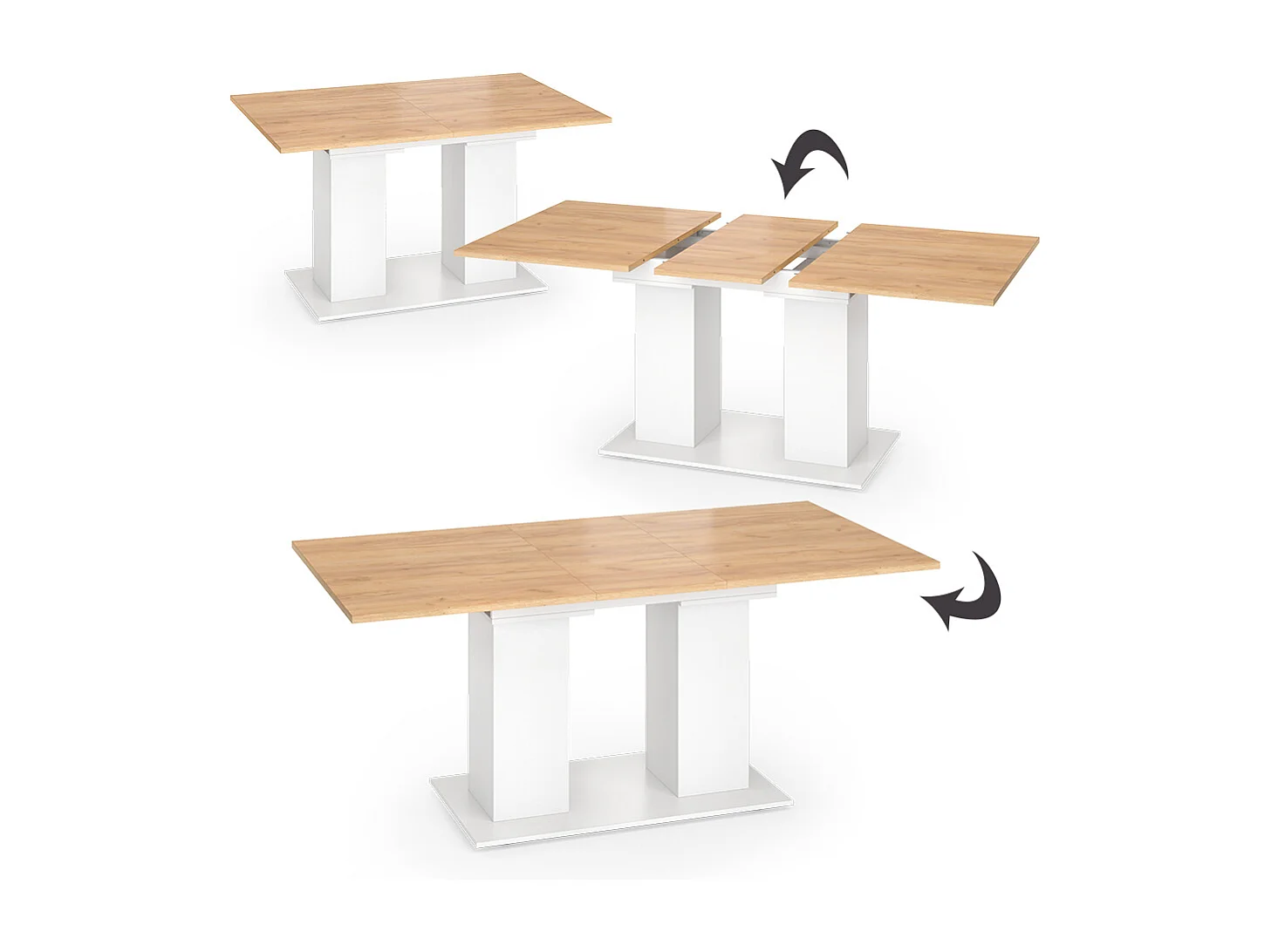 Table de salle à manger chêne blanc/force de lor 180x90x76 dix