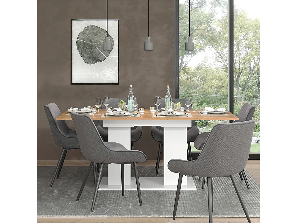 Table de salle à manger chêne blanc/force de lor 180x90x76 dix