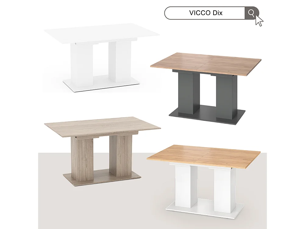 Table de salle à manger chêne blanc/force de lor 180x90x76 dix