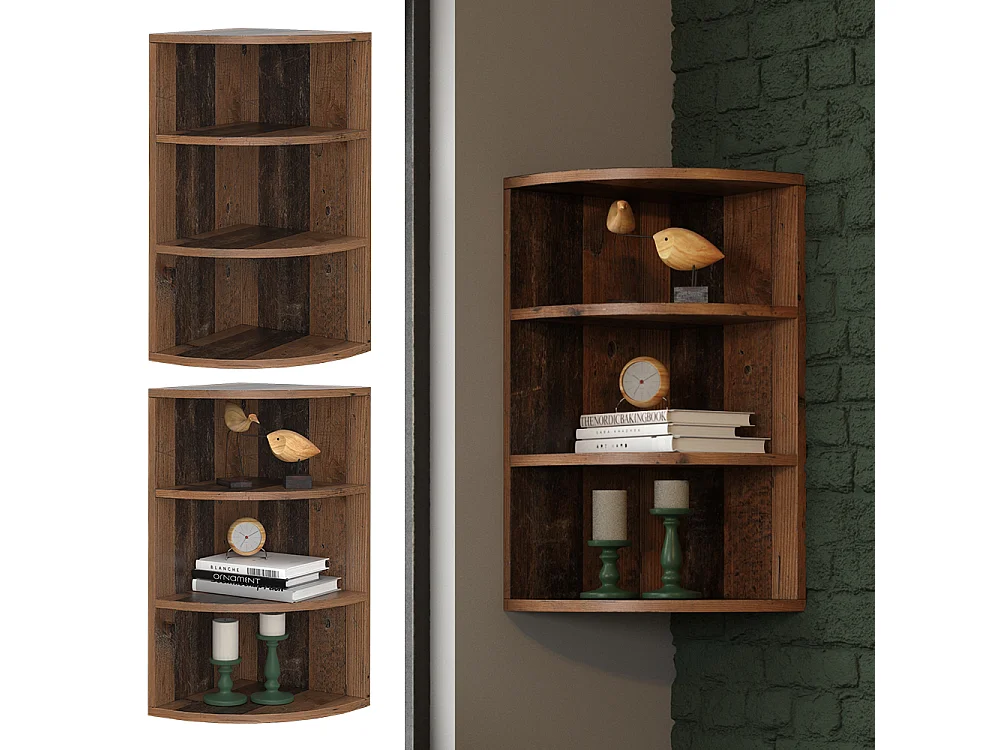 Corner shelf antique wood 30x30x60 ecki