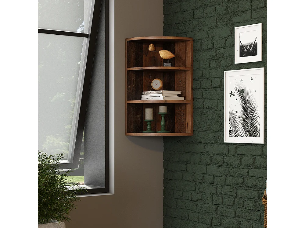 Corner shelf antique wood 30x30x60 ecki