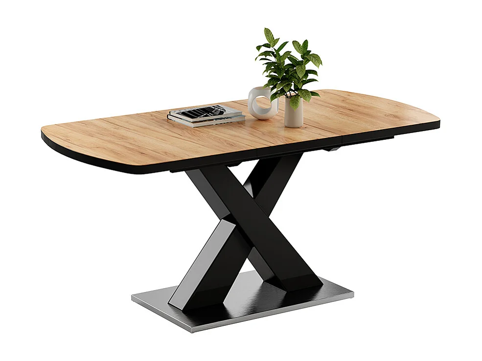 table de salle à manger noir/chêne rustique 120x80x76 chinto