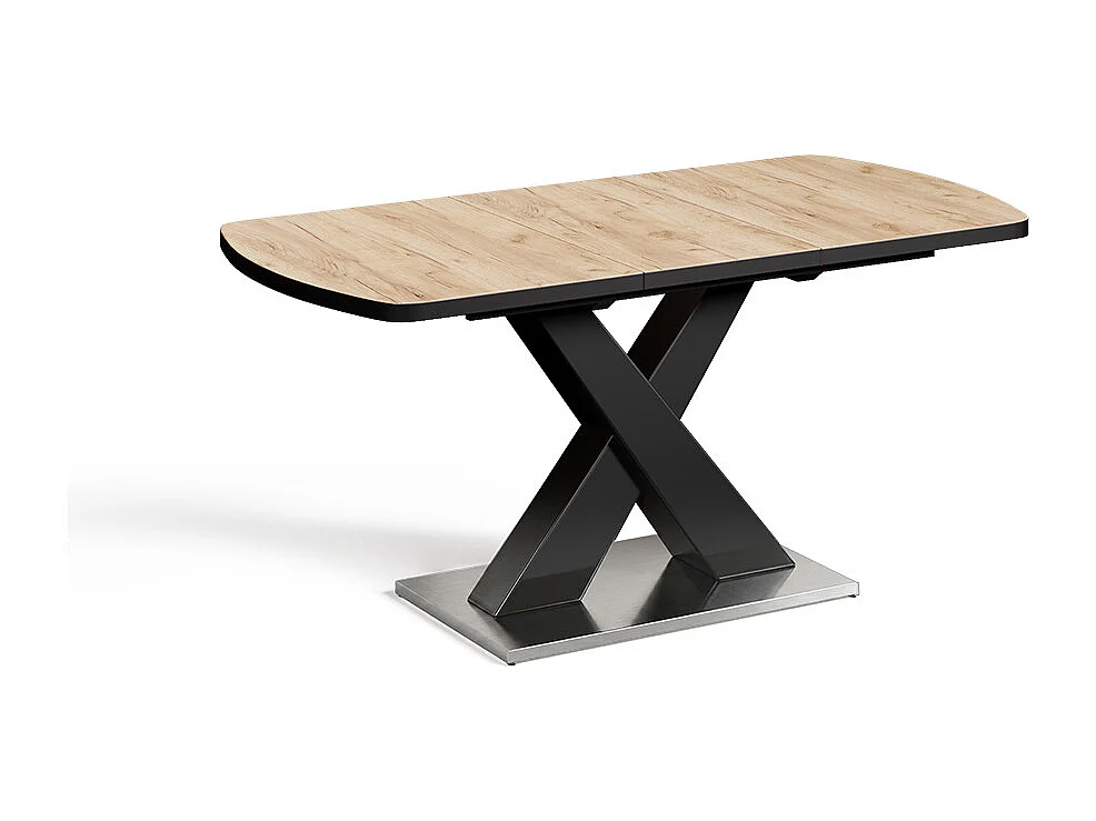 table de salle à manger noir/chêne rustique 120x80x76 chinto