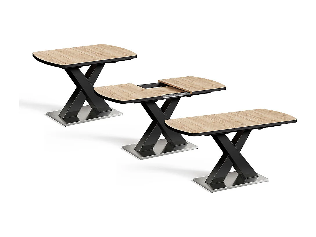 table de salle à manger noir/chêne rustique 120x80x76 chinto