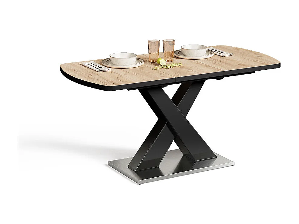 table de salle à manger noir/chêne rustique 120x80x76 chinto