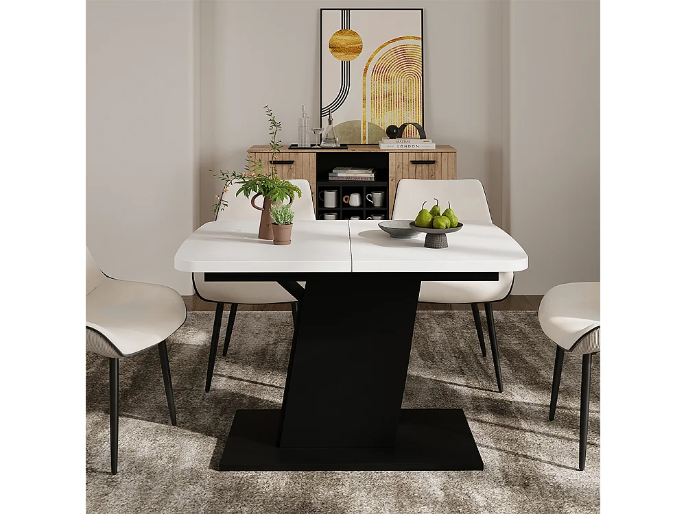 Table de salle à manger blanc/noir 120x80x77.3 fenaro