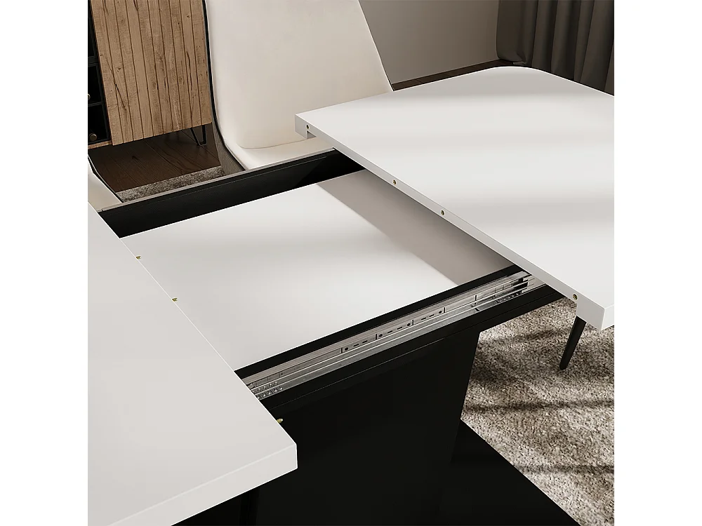 Table de salle à manger blanc/noir 120x80x77.3 fenaro