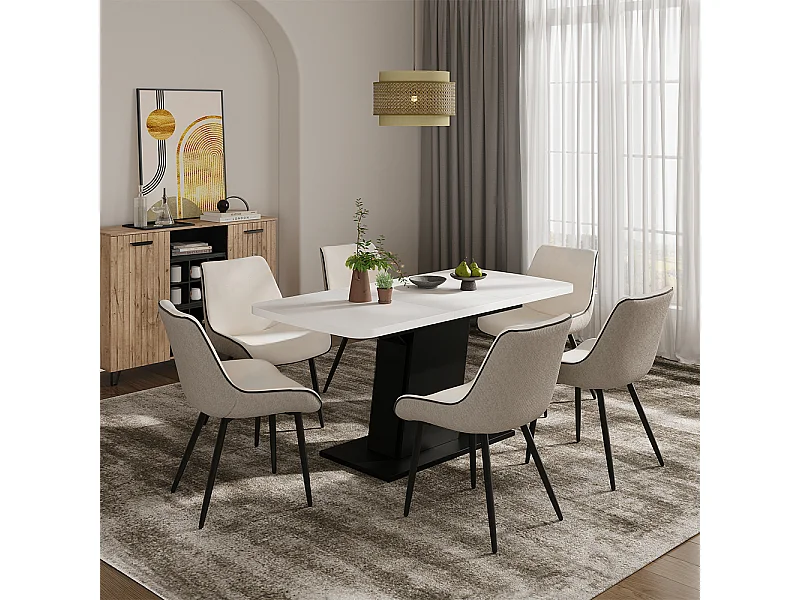 Table de salle à manger blanc/noir 120x80x77.3 fenaro