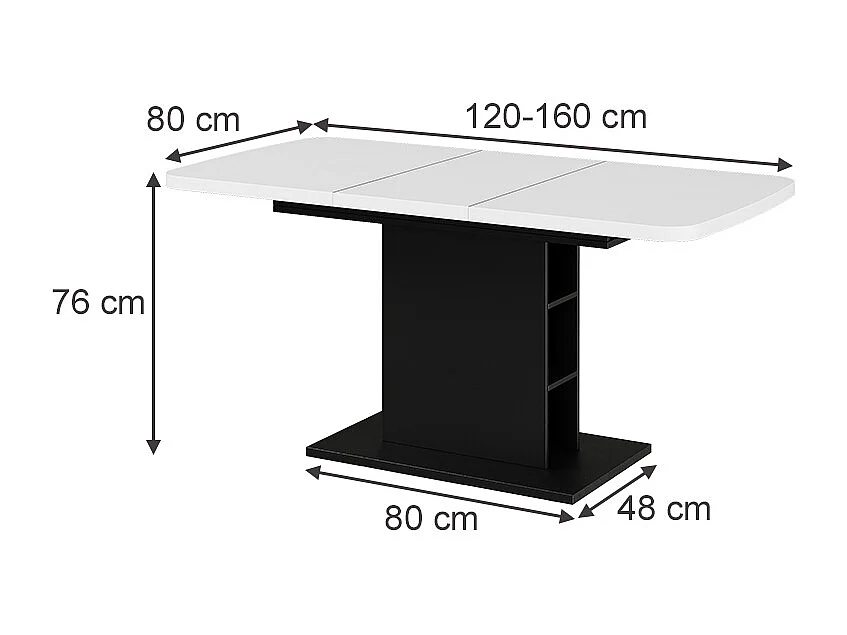 Esstisch weiß/schwarz 120x80x77.3 fenaro