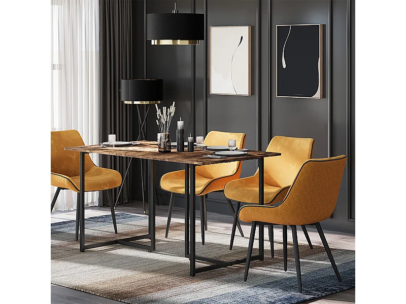 Table de salle à manger chêne rustique/noir 140x80x75 merido