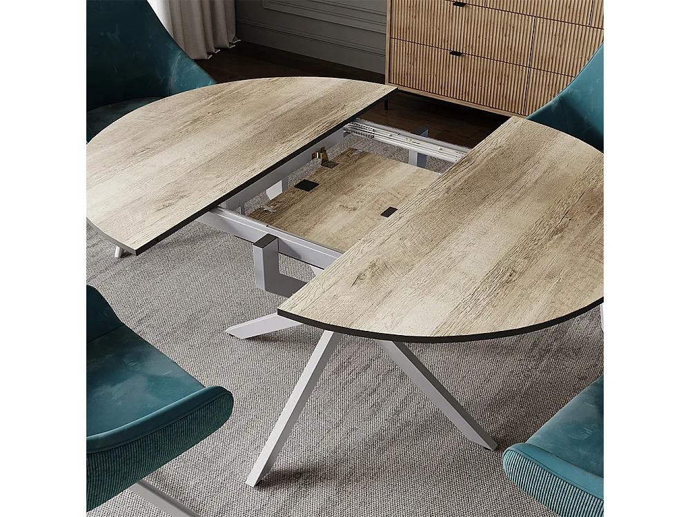 tavolo da pranzo allungabile rovere rustico/grigio 120x120x76.3 loyd