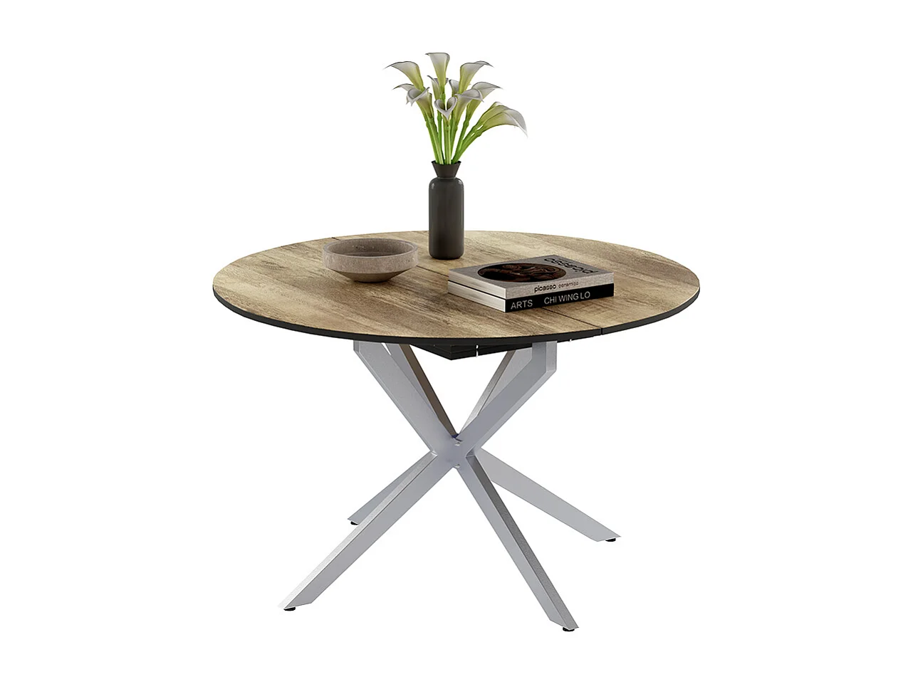 tavolo da pranzo allungabile rovere rustico/grigio 120x120x76.3 loyd